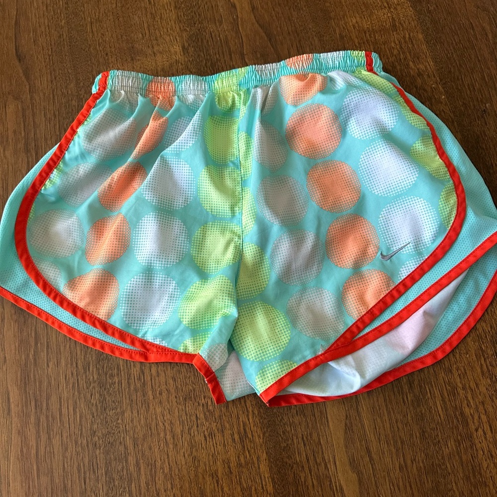 NIKE DRI-FIT WOMEN'S RUNNING SHORTS GEOMETRIC PRINT SMALL USED POLYESTER LINER